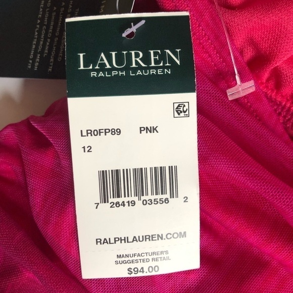LAUREN Ralph Lauren Ombre Palm High Neck Ruched Halter Slimming Tankini Size 12 - Picture 10 of 16